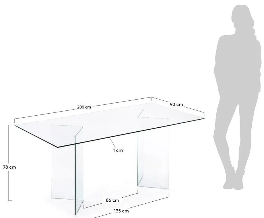 Stół ze szklanym blatem 90x200 cm Burano – Kave Home