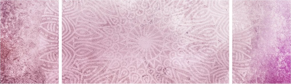 Obraz - Mandala na różowej ścianie (170x50 cm)