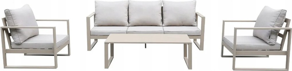 Beżowy zestaw mebli ogrodowych tarasowych 4 el. aluminiowych sofa, kanapa