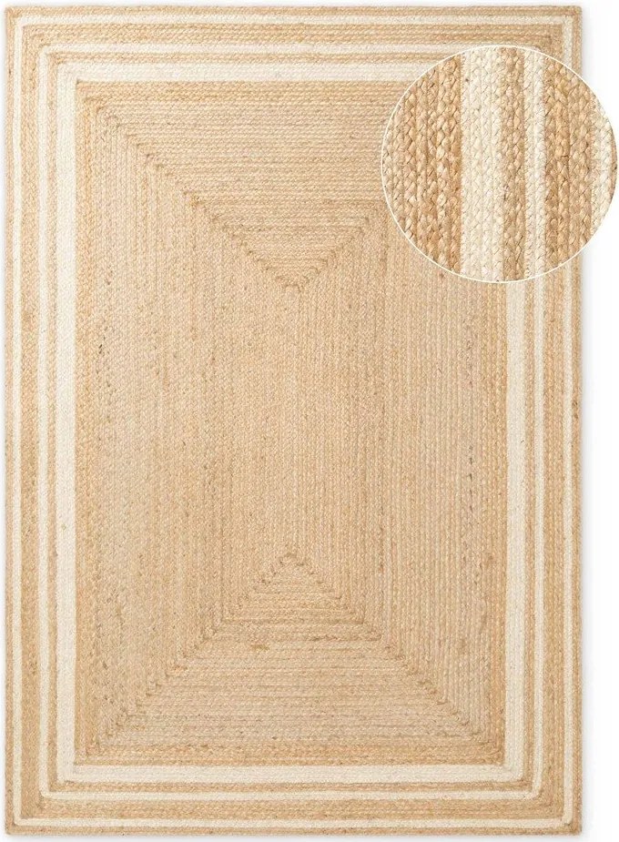 Kremowo-naturalny ręcznie tkany dwustronny dywan z juty 160x230 cm Jutta – Hanse Home