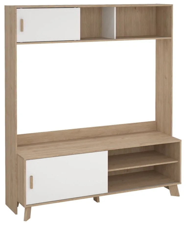 Biało-naturalny zestaw pod TV w dekorze dębu 159x181x48 cm Ikast – Tvilum