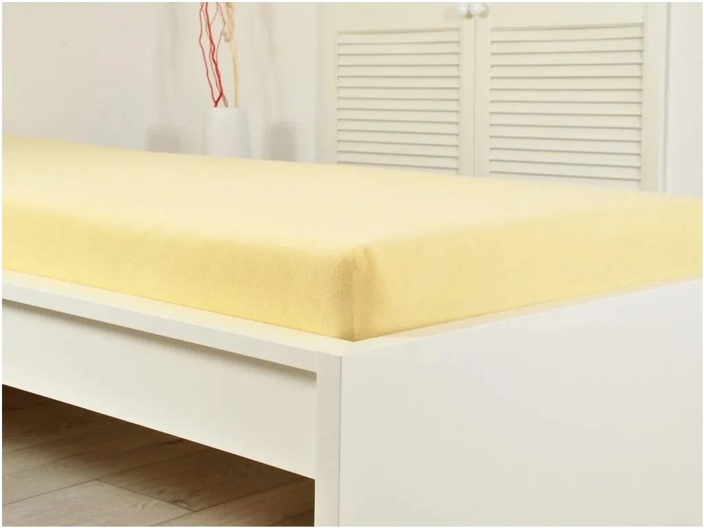 PrzytulneMieszkanie.pl Prześcieradło frotte do łóżeczka żółte 70x140 cm