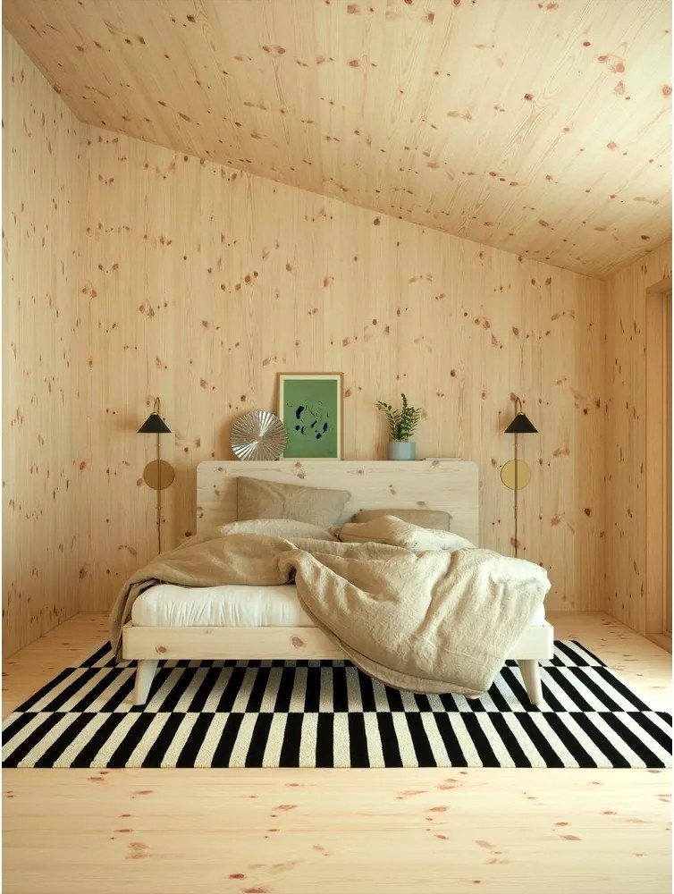 Brązowe łóżko dwuosobowe z drewna sosnowego ze stelażem 140x200 cm Retreat – Karup Design