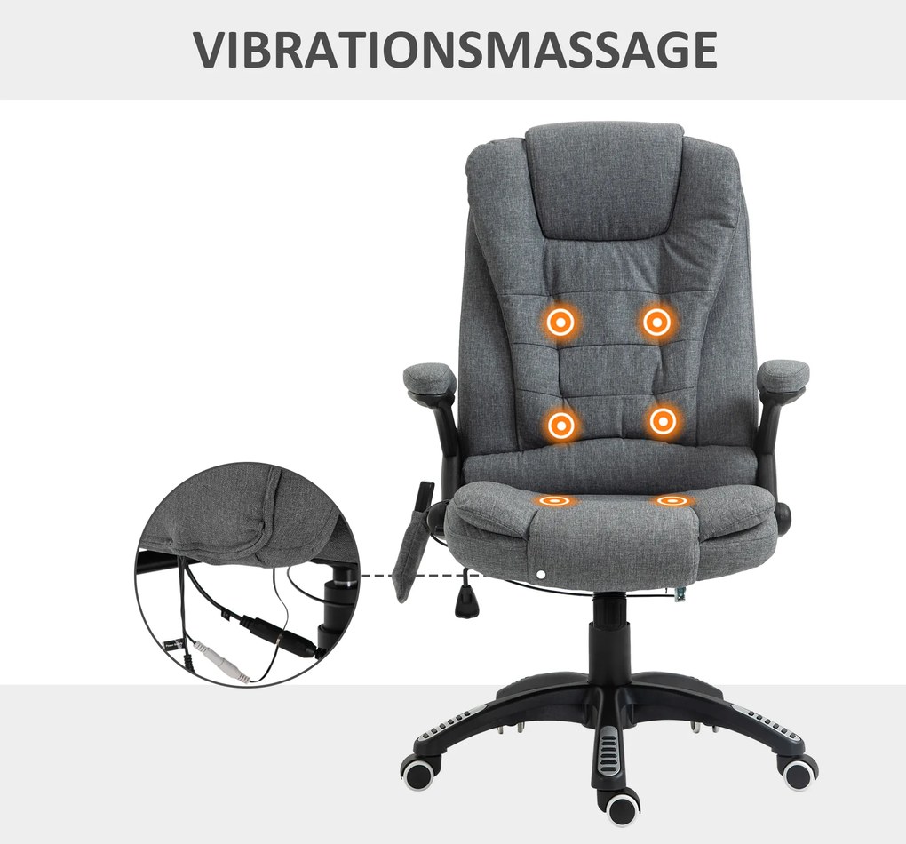 Vinsetto Fotel z masażerem fotel biurowy fotel do gier Regulowane siedzisko Maksymalny udźwig 120 kg Ciemnoszary | Aosom PL