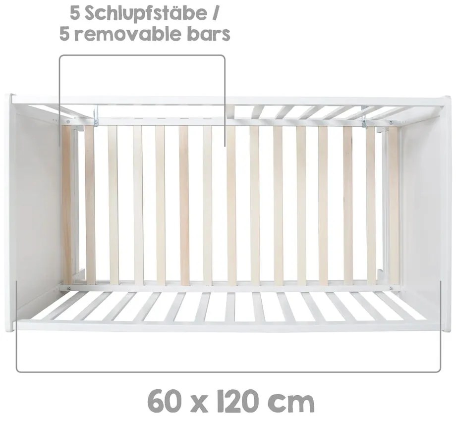 Białe łóżeczko z baldachimem 60x120 cm Stars Gray – Roba