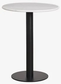 Okrągły Barowy Stół Z Naturalnego Kamienia Xiren Ø60 Cm & Biały Marmur Guangxi - Czarny - Sklum
