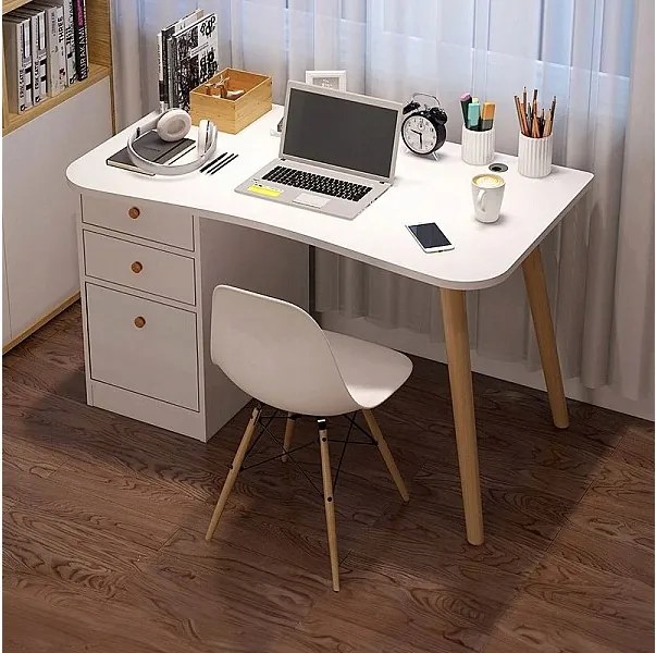 Biurko komputerowe do domu biura szuflady białe stolik 100 cm skandynawski loft