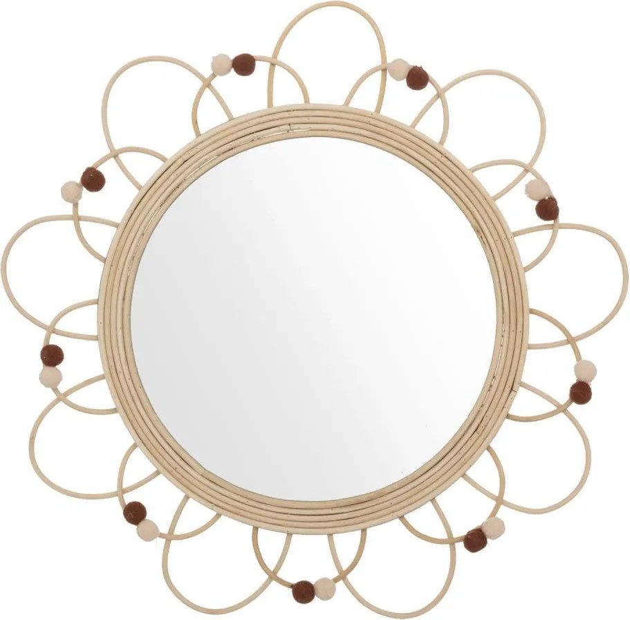 Atmosphera - Dziecięce lustro ścienne CAMPAIN o średnicy 38 cm, rattan