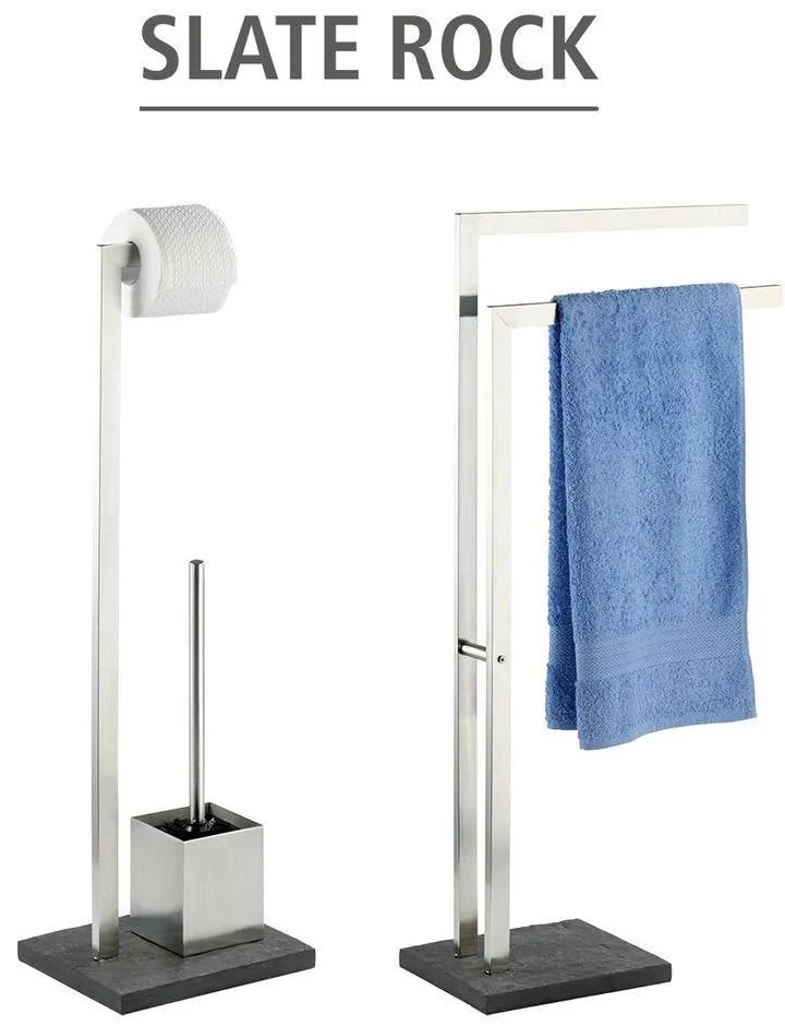 Stojak na papier toaletowy i szczotkę do WC, SLATE ROCK - 2 w 1, WENKO