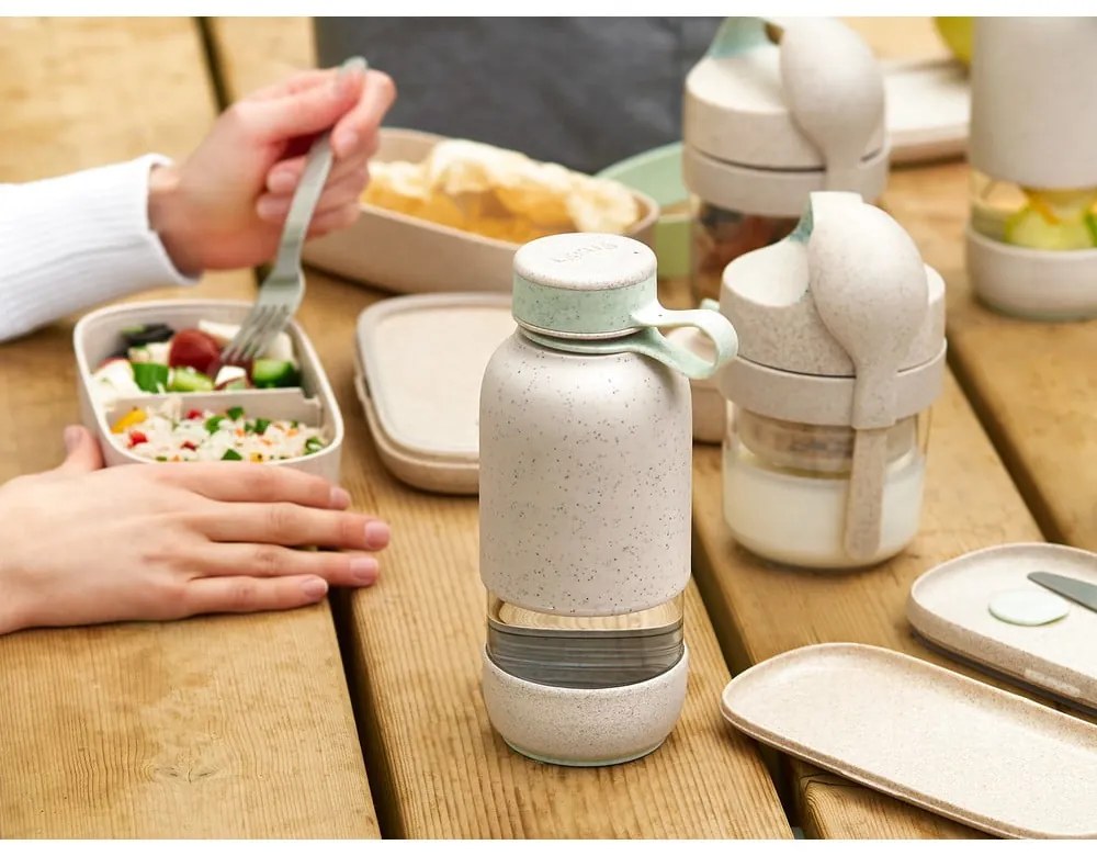 Kremowa podróżna szklana butelka 500 ml To Go Organic – Lékué