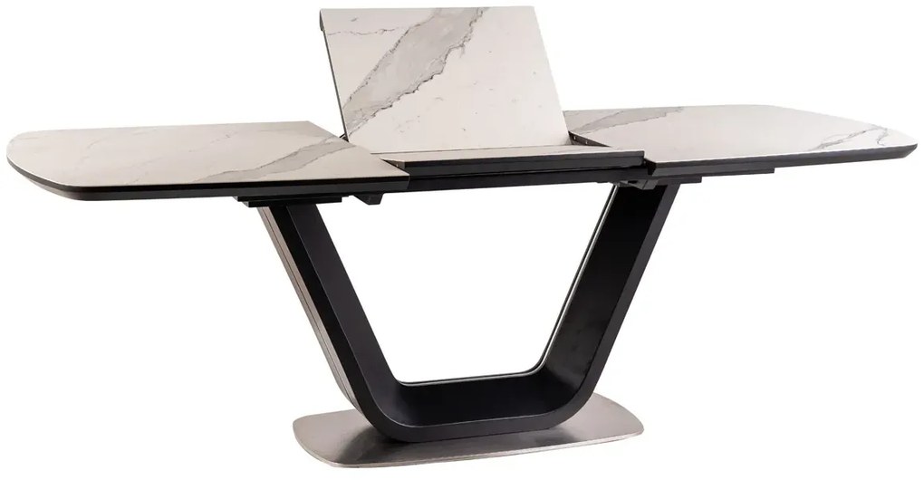 STÓŁ ARMANI CERAMIC BIAŁY EFEKT MARMURU/ CZARNY MAT 160(220)X90 SIGNAL