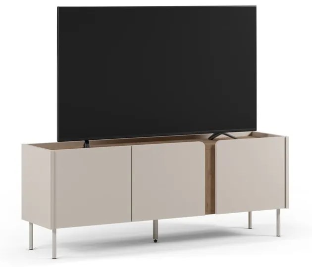 Kremowo-naturalna szafka pod TV w dekorze dębu 140x53x35 cm Lucile – Marckeric