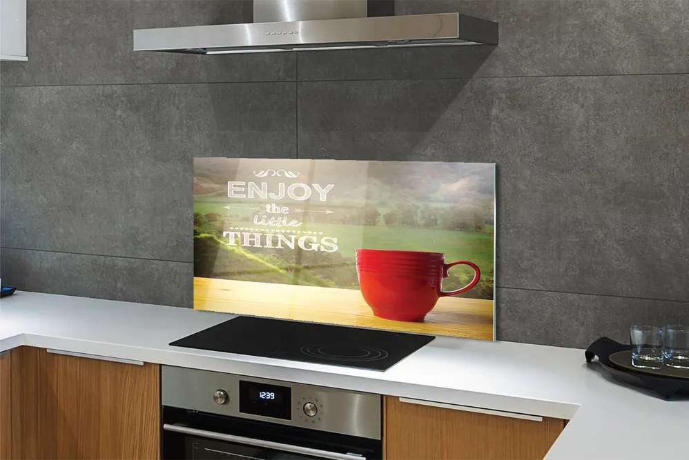 Szklany Panel Napis na Kubku w Naturze