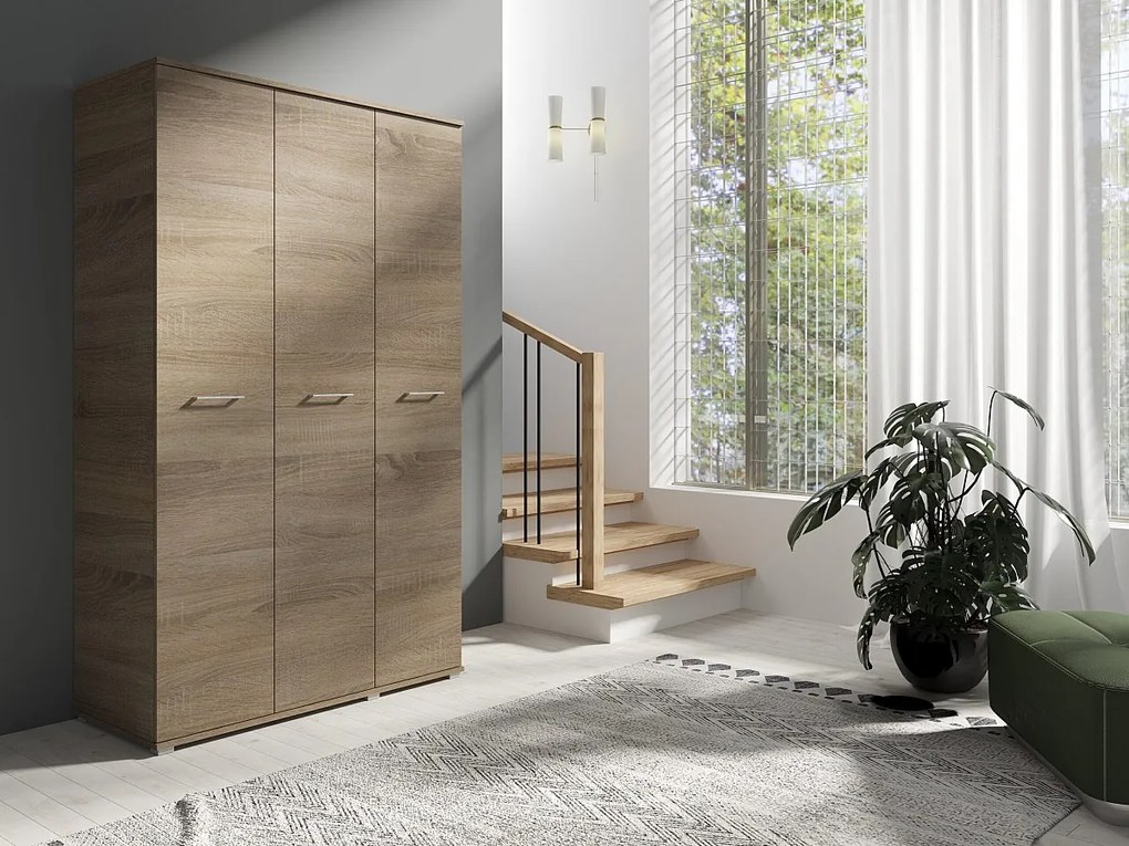 Szafa Otwierana Trzydrzwiowa 120cm x 200cm TRUFLA | Półki + Wieszak