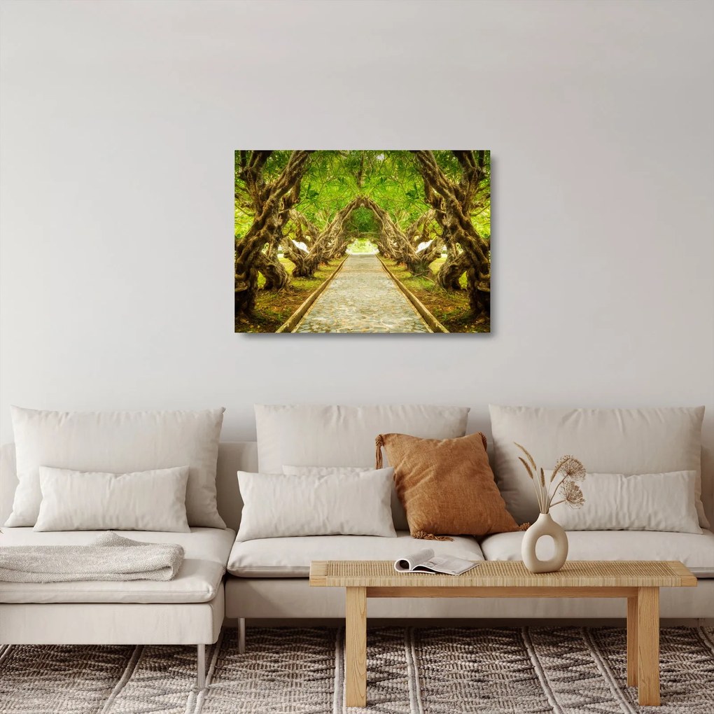 Obraz na szkle - Żywy tunel plumerii (70x50 cm)