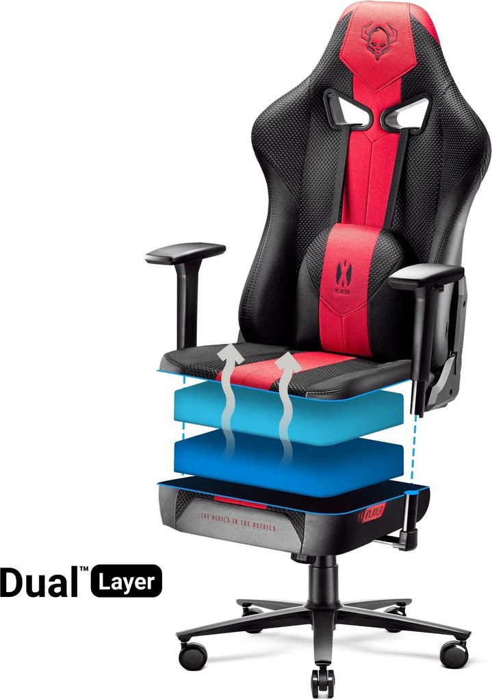 Fotel gamingowy Diablo X-Player 2.0 King Size karmazynowo-antracytowy