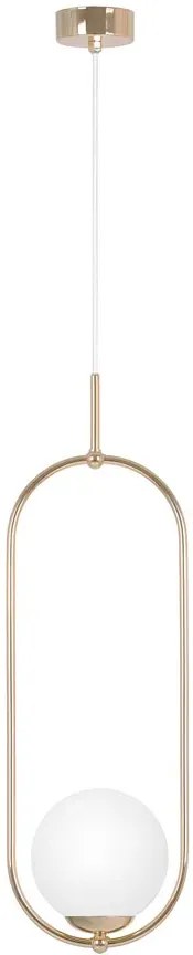 Lampa wisząca glamour na złotej obręczy z białym kloszem - A668 R3-N86