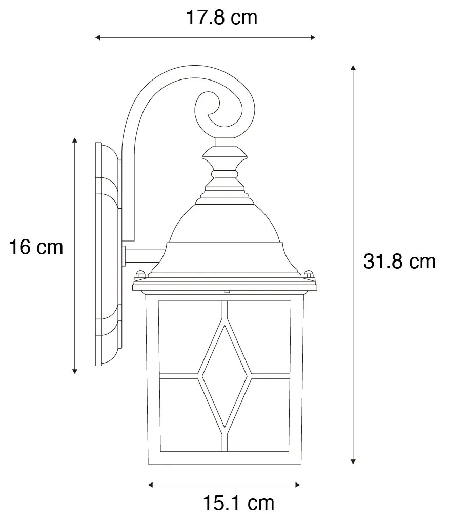 Romantyczna zewnętrzna lampa ścienna w stylu antycznym srebrnym - London