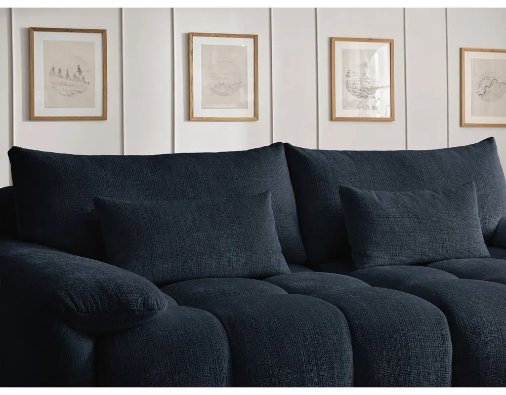 Ciemnoniebieska sofa z tkaniny szenilowej 264 cm Ivane – Bobochic Paris