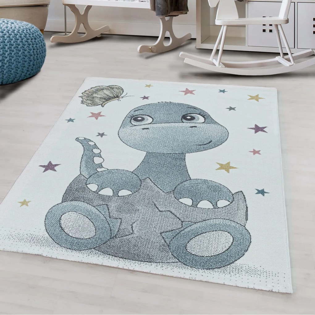 Dywan dziecięcy Funny Smoczek niebiesko-kremowy 80 cm x 150 cm