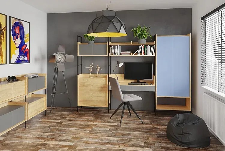 Regał modułowy hikora + szary przykurzony F4-M65