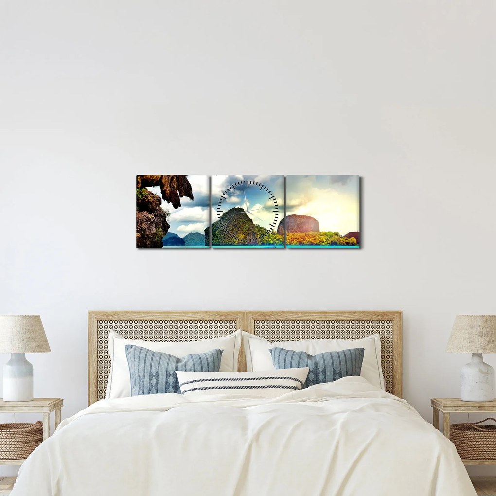 Obraz - Zatoka Phang Nga (z zegarem) (90x30 cm)