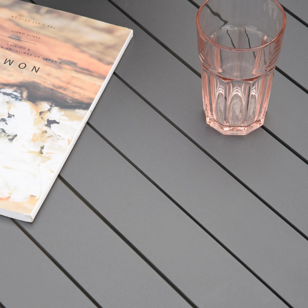 Outsunny Zestaw Mebli Ogrodowych dla 6 Osób, 6 Krzeseł, 1 Stół, Wodoodporny, 175 cm x 92,5 cm x 73 cm, Czarny + Szary