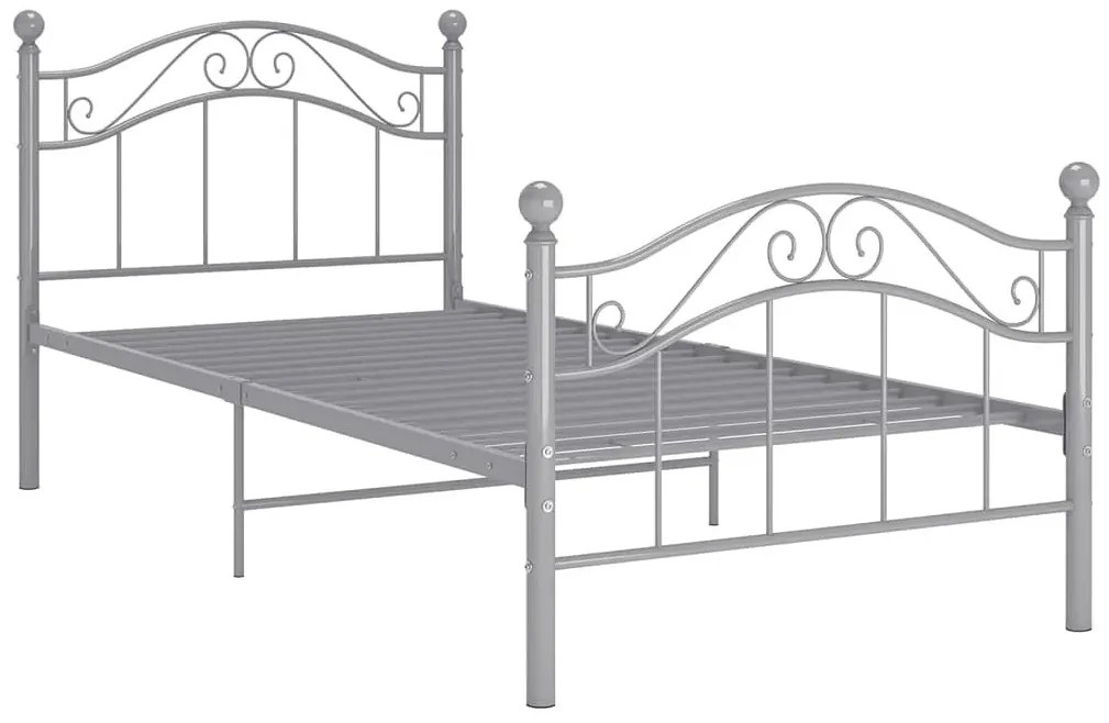Szare metalowe łóżko pojedyncze 100x200 cm - Iroz