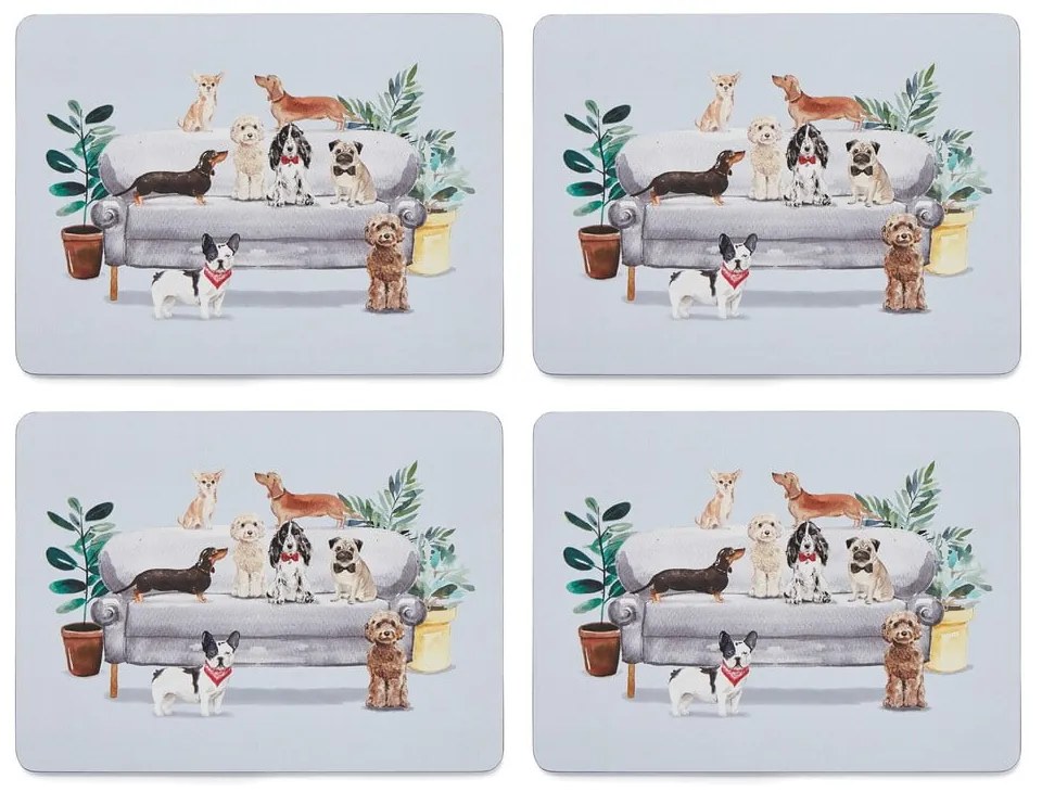 Zestaw 4 korkowych mat stołowych 21.5x29 cm Cooksmart ® Curious Dogs