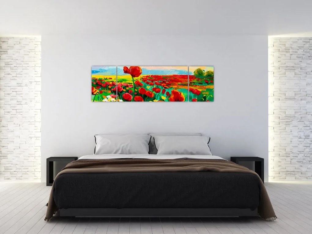 Obraz pola z makami (170x50 cm)