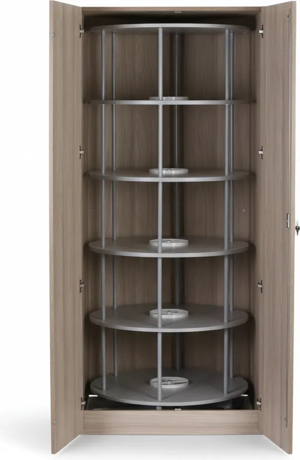 Szafa z obrotowym regałem na segregatory, 5 poziomów, zamykana na klucz, dąb naturalny