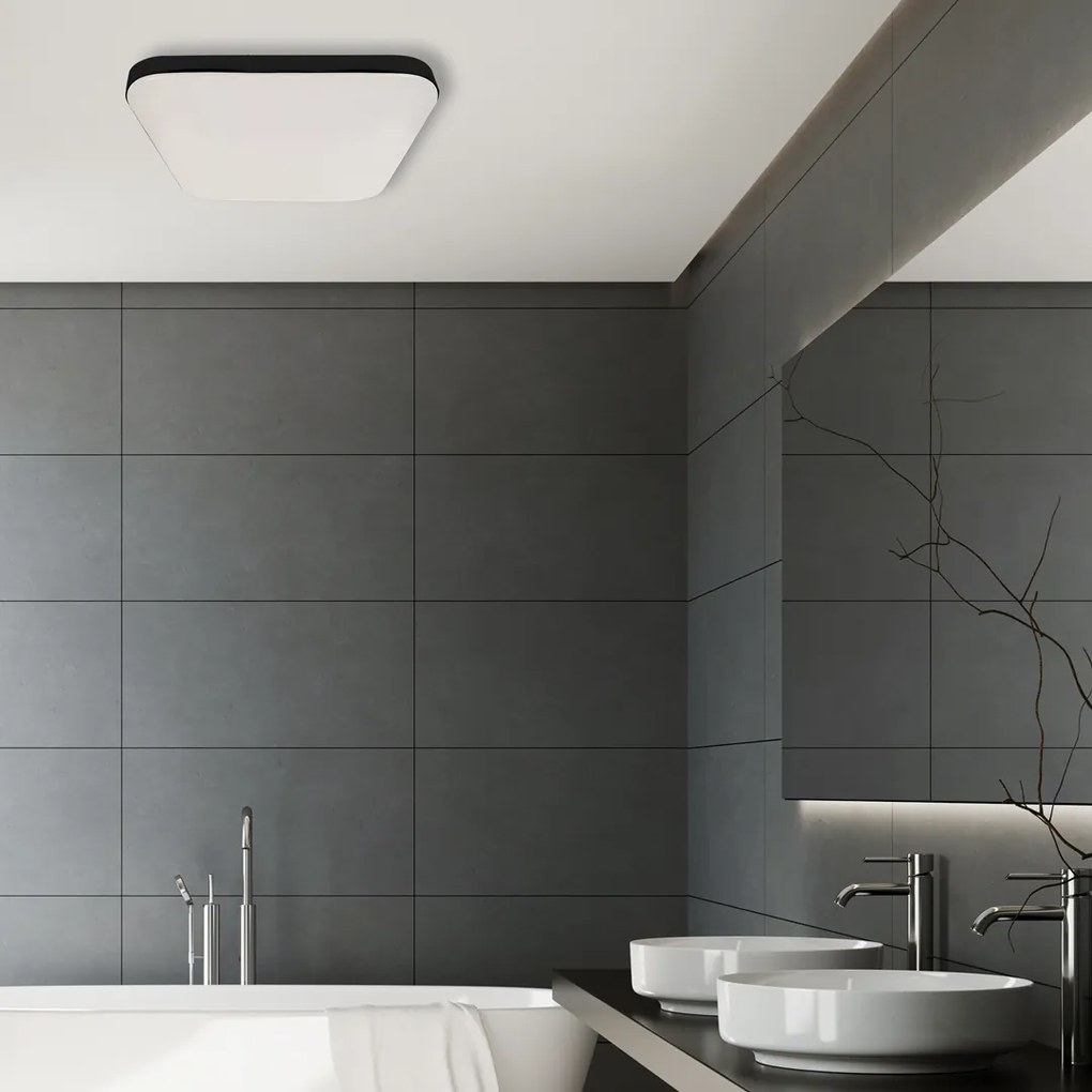 PLAFON NEMO BLACK 16W PIR, czarny kwadrat