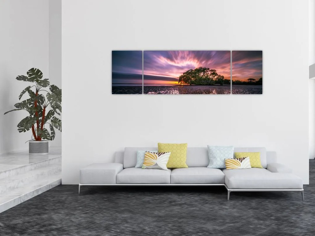 Obraz plaży o zachodzie słońca (170x50 cm)