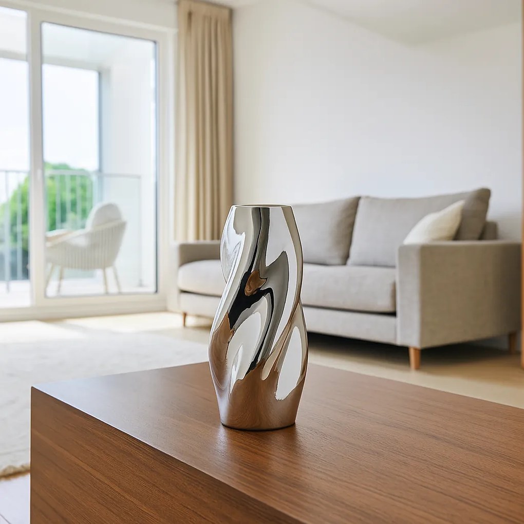 Wazon srebrny TWISTED SKY, ceramiczny