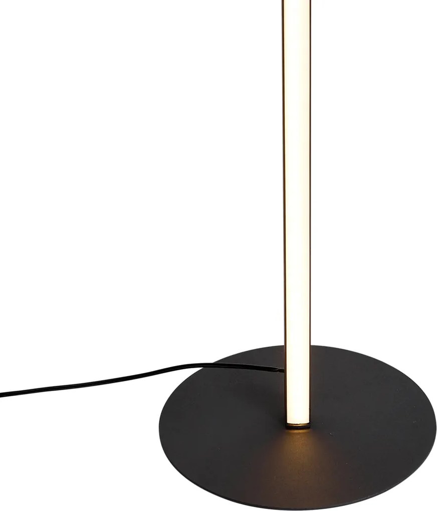 Designerska lampa podłogowa czarna z lampką do czytania, w tym LED ze ściemniaczem dotykowym - Throttle