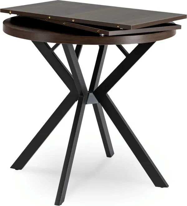 Stół Okrągły Rozkładany DORIAN 80-160 cm Orzech/Czarny Loft