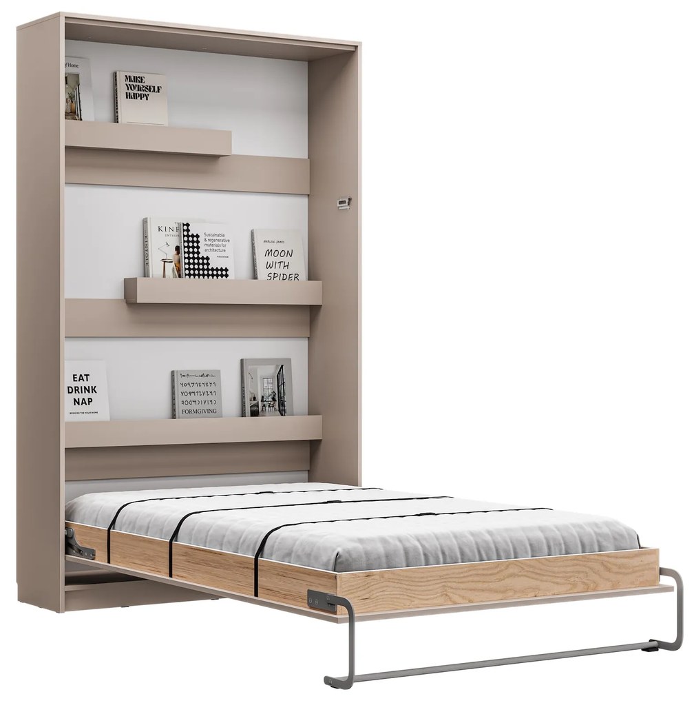 Łóżko w szafie/półkotapczan pionowy Basic 120x200 kolor Congo jednoosobowy z szafami do wyboru