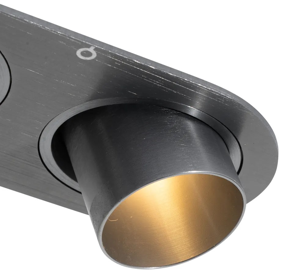 Set van 6 inbouwspots gunmetal GU10 35mm kantelbaar 2-lichts - Installa Nowoczesny Oswietlenie wewnetrzne