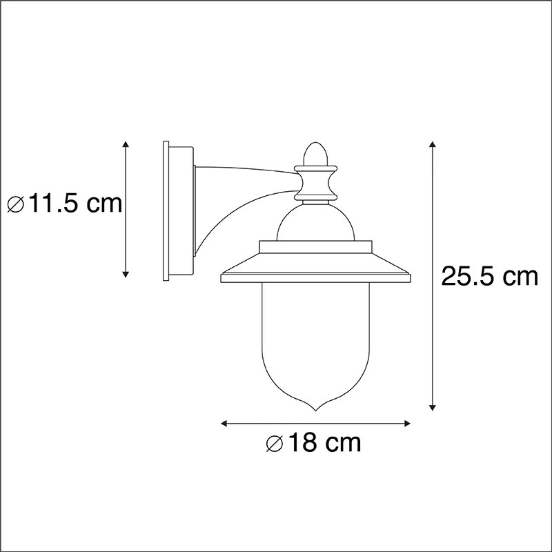Zewnetrzna Inteligentna lampa ścienna zewnętrzna ciemnoszara z WiFi ST64 - Oxford Rustykalny / Vintage Oswietlenie zewnetrzne