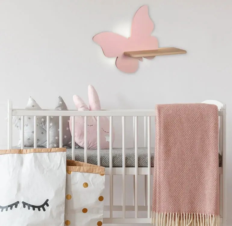 Różowy w kształcie kinkiet dziecięcy motyla E0-W36