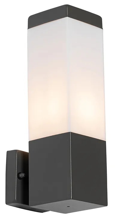 Zewnetrzna Nowoczesna lampa ścienna zewnętrzna ciemnoszara z opalizującym szkłem - Malios Nowoczesny Oswietlenie zewnetrzne