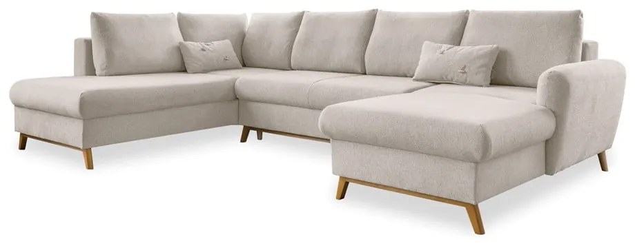 Beżowa rozkładana sofa w kształcie litery "U" Miuform Scandic Lagom, lewostronna