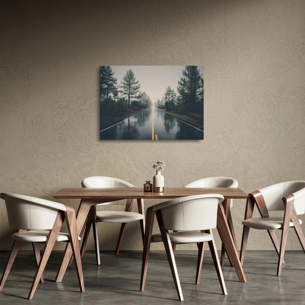 Obraz na szkle drogi w deszczu (70x50 cm)
