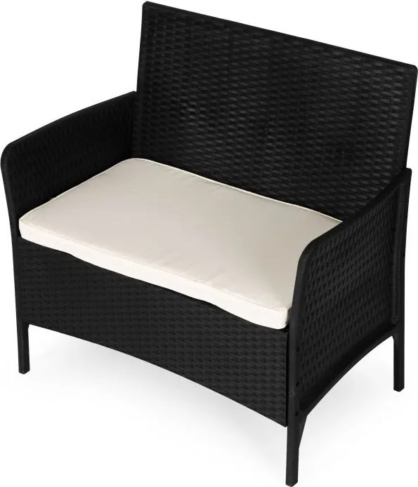 Sofa ogrodowa 2-osobowa Livora 007 z poduszką, czarna