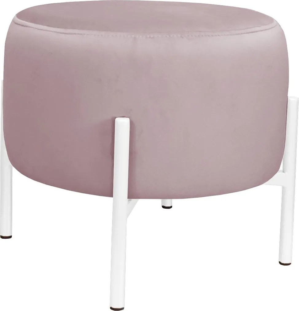 Pufa OLA loft ławka podnóżek metal : Kolor Stelaża - Biały, Kolor tkaniny - VELVET - MG55, Typ tkaniny - Velvet