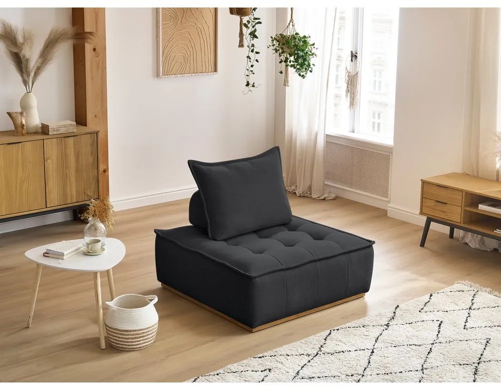 Ciemnoszary fotel z tkaniny szenilowej Elisa – Bobochic Paris