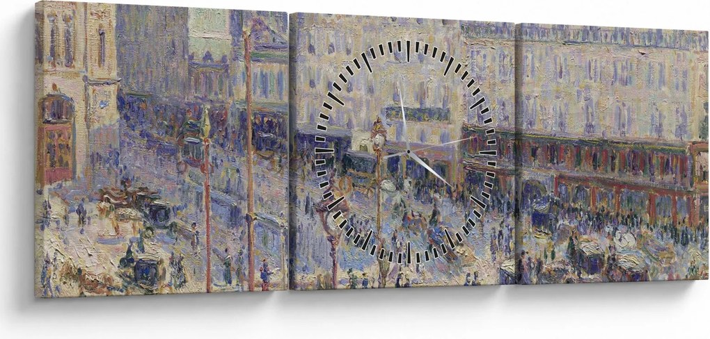 Obraz - Camille Pissarro, The Place du Havre, reprodukcje (z zegarem) (90x30 cm)