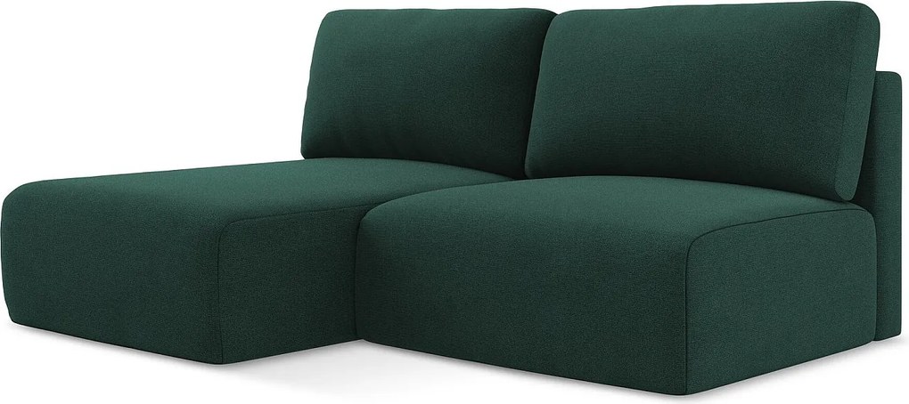 Otwarty Lewy narożnik z funkcją spania - z tkaniny strukturalnej - butelkowa zieleń - KONA