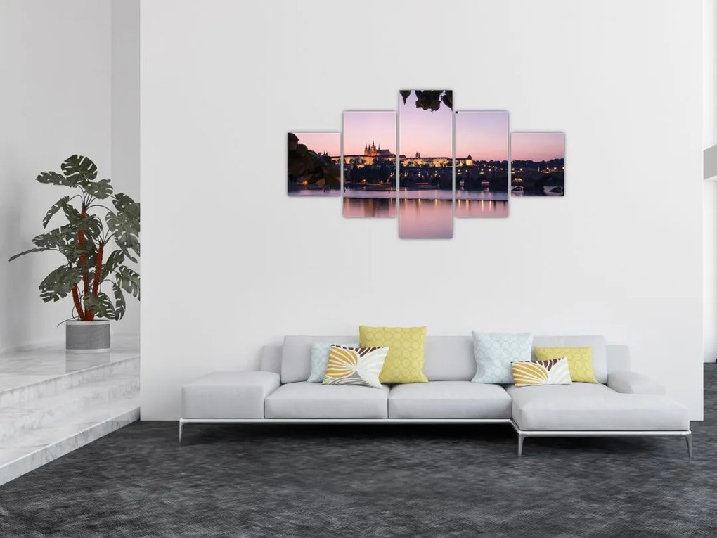 Obraz Zamku Praskiego i Wełtawy (125x70 cm)