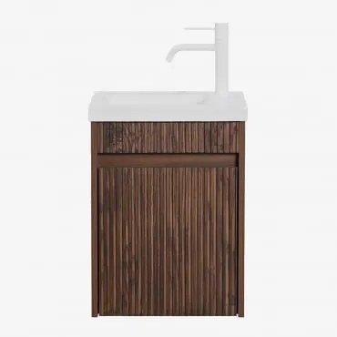 Zestaw Wiszących Mebli Łazienkowych Zintegrowany Z Umywalką Narek Ciemna Czerń & Bezlusterkowiec & Biała - Sklum